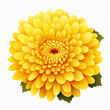 yellow Chrysanthemum, vibrant yellow, clipart, high quality, white background