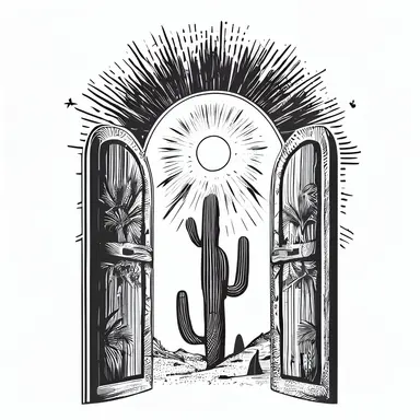 premade sun arch logo design cactus boho door sunset summer desert organic sunshine sunrise travel photography tropical island Vectors set, BLACK AND WHITE, clipart graphics,