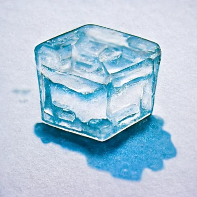 a clip art ice cube halved on a white background