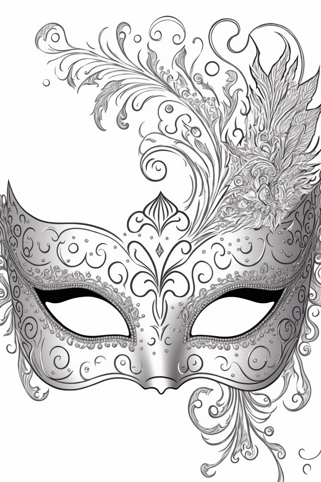 an outlined Mardi Gras mask decorated with glitter and jewels, Coloring ...