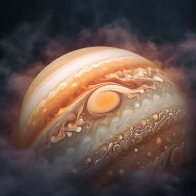 Clipart, A swirling storm on the surface of Jupiter, hyperrealistic, hyper high definition