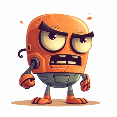 angry robot, cute pixar style animation, clipart