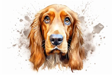 Watercolor, Basset Fauve de Bretagne Mammal, clipart, hd, on a white background, spaced out