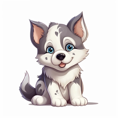cute husky puppy illustration, clipart image, on a white background