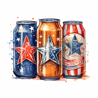 file:///C:/Users/Administrator/Desktop/d3859a98fa.jfif Cute Beautiful patriot three beer Can for 4th of july watercolor sublimation Clipart,Cartoon, hyper realistic, intricate detail, illustration style,high solution,on the white background