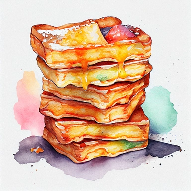 stack of french toast. artwork medium is watercolor clipart.