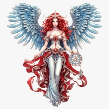 red white and blue angel rococo clipart