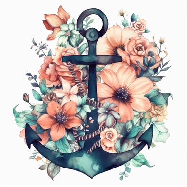 floral anchor clipart hd,space out ,— 3:2