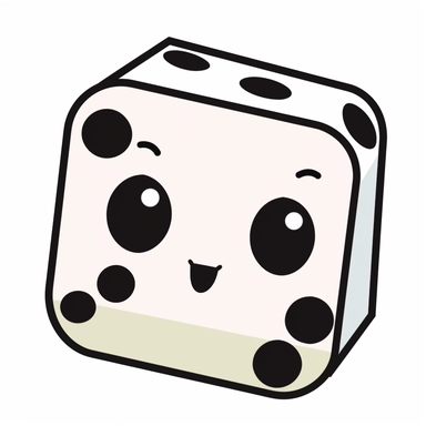 a cute and simple dice clipart black and white for coloing, featuring cute and simple, bold lines, kawaii style, no background