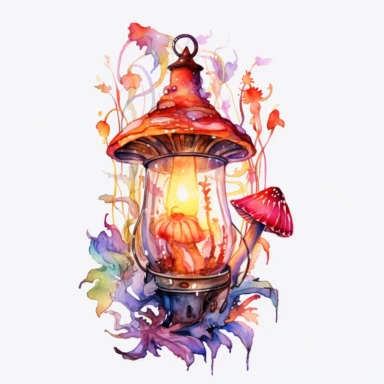 fairy lamp, fantasy, watercolor, clipart, white background
