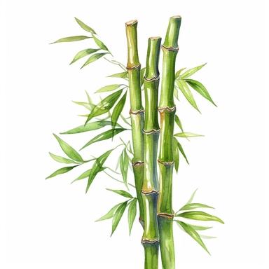 bamboo clipart, watercolor style, hyper realistic, detailed, white background