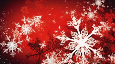 christmas snowflakes christmas backgrounds and clipart, in the style of uhd image, pseudo-infrared, red, pseudo-realistic, toyism, digitally enhanced, minimalist backgrounds