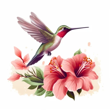 Charming hummingbird sipping nectar cottagecore clipart