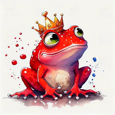 funny red rubby with diamond shine color, magic frog with funny dots, cartoon style, white background, black outside lines, designs, white background, watercolor pencil drawing, small details, digital art, clipart, super acurate, –testp, pixar,