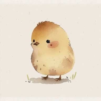 Watercolor cute chicken clipart, happy, gentle smile, beautiful watercolor ink wash coloring, thick pencil lines, Jon klassen, Adrian tomine, popular on etsy, watercolor illustrations clipart, watercolor illlustrations for kids and children, book illustrations, plain White background