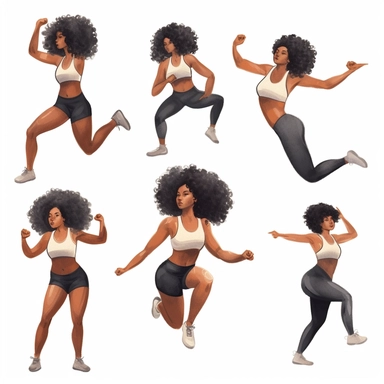 handpainted modern black woman exercising clipart