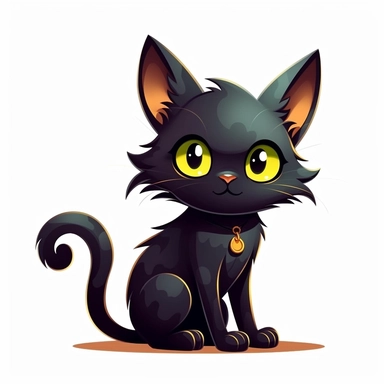 clipart of a cartoon style black cat, halloween, white background