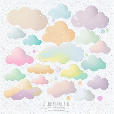 clouds pastel,all white background, clipart