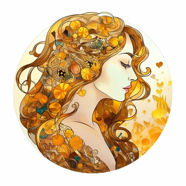 cartoons stiker planet heart cachalot pride watercolor pop art style clipart by Gustav Klimt golden woman , on a white background, detailed, realistic