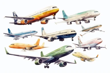 Watercolor, Terminals for international flights, clipart, hd, on a white background, spaced out