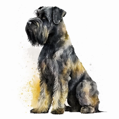 giant schnauzer dog, full body, watercolor style, portrait, clipart, vector, completely white background