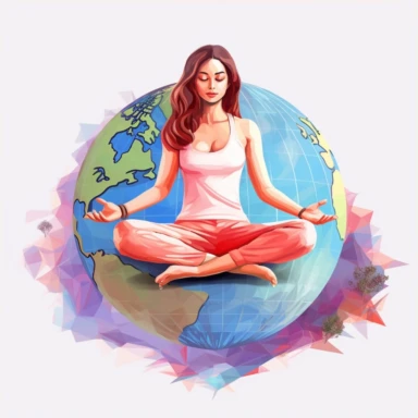 3D Empowering Women, Embracing Wellness: International Yoga Day! illustartion Clipart, Colorful, Retro, highly detailed, white background 8k