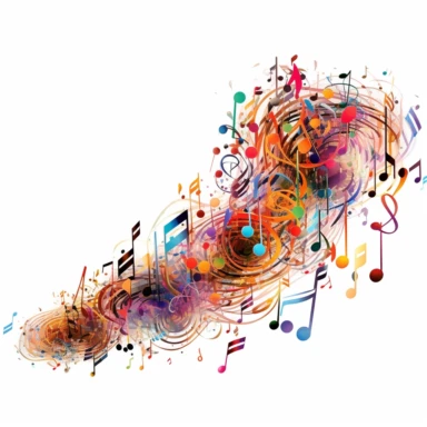 Against a white background, a clip art image showcases a multitude of highly detailed musical notes, surrounded by a vibrant array of colors. The musical notes, ranging from whole notes to sixteenth notes, are depicted with intricate lines and curves, capturing their elegant and rhythmic nature. Each note carries a unique personality, from the bold and commanding whole notes to the swift and playful sixteenth notes. The colors that envelop the notes create a lively and dynamic atmosphere. Shades