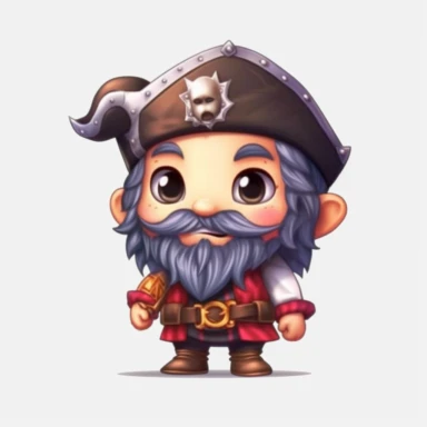 clipart, male kawaii Pirate gnome, kawaii Pirate gnome, isolated on white background, no background