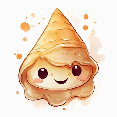 clipart kawaii crepe watercolor, simple, white background