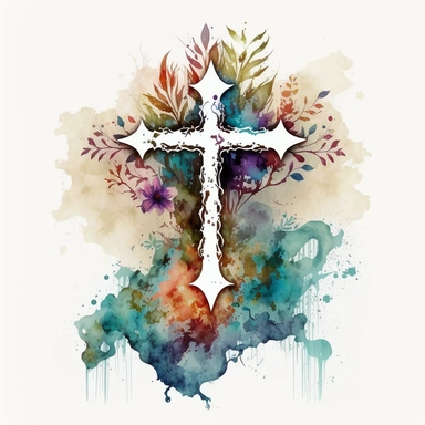 beautiful water color style Christian cross clip art