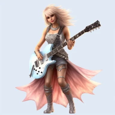 a beautiful fairy dressed as a rock n roll rock star, big wings, clipart, full body image, hyper realistic,