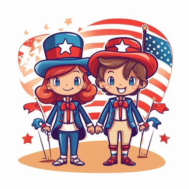 4th of july celebration ,Clipart style,, vector illustration, White Background