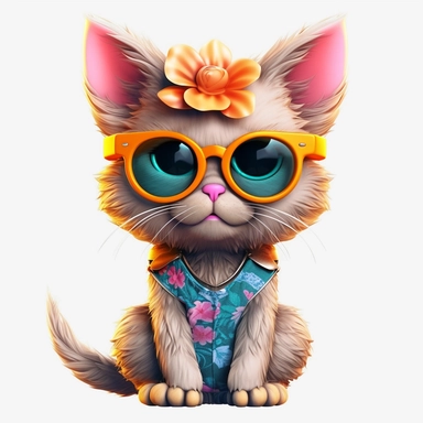 Clipart of full body dressed female cat with sun glasses