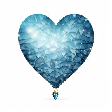 one heart light blue shape ballon has sparkles inside handrawn same size lines clipart