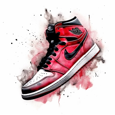 Nike High top shoes Chicago Bulls colors with smoke floating clip art