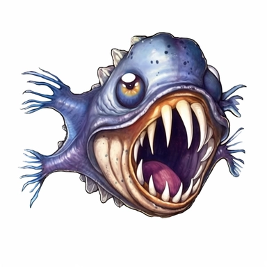 A Anglerfish, deep-sea creature, knitted painting texture, Perfect for nursery art and children's book illustration style, simple, cute, full color, clipart, watercolor illustration, single object, high definition 8k, white background for removing background