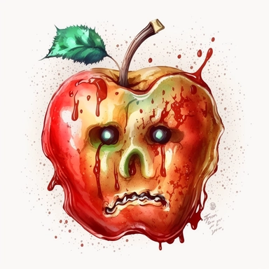 caramel red apple ghost face Halloween theme ,Watercolor style, Clipart,highly detailed on white background
