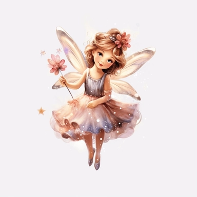 disney style little fairy priness clipart, watercolor clipart, png file, hyper realistic, transparent background,high detail, 8k