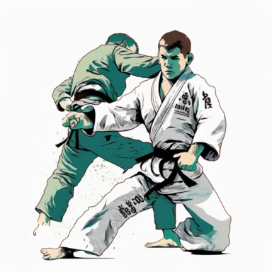 Two brazilian jiu jitsu fighting, clipart, white background