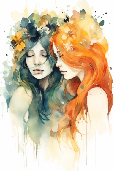 3 sisters watercolor clipart