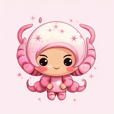 horoscope zodiac sign cancer, cancer symbol, clipart, kawaii style, cute, adorable, white background, high quality, high definition, 8k