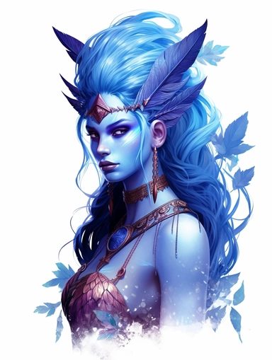 avatar character,blue and purple, clipart png, realistic, digital painting, WHITE BACKGROUND, fantasy style, realistic, painting, watercolor, 8k, ultra details,