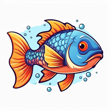 fish clipart, cartoon style, no background