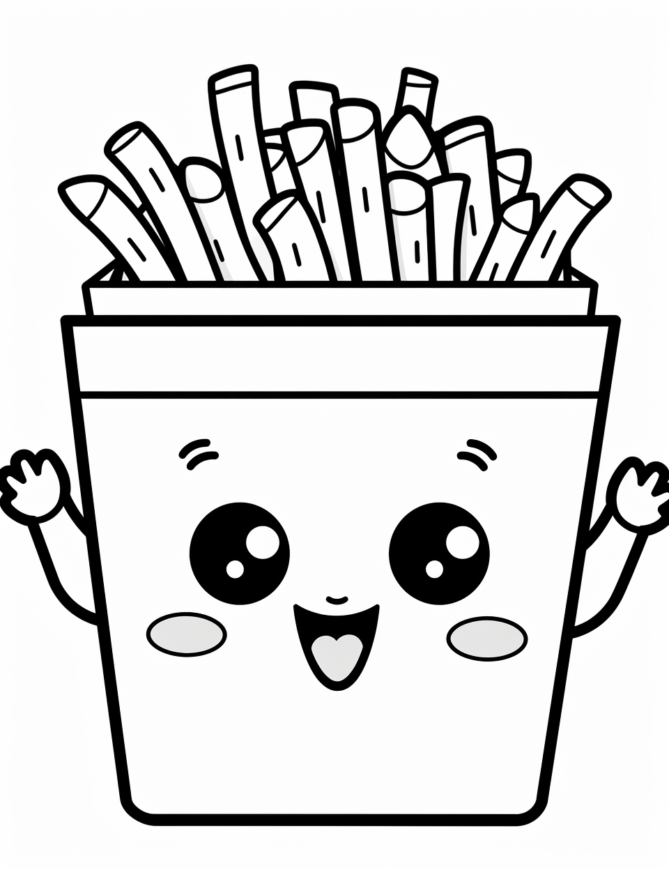 Picture A Kawaii French Fry Box With A Happy Face, Filled With Golden 