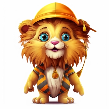 vector cute Lion character wearing wizard custom and wizard element with happy face ,front facing on isolated background,colorful color,with happy face and expression,Animal Sublimation Clipart,no splash watercolor,white background, ultra detailed clipart, cut out image, colorful watercolor realistic, cartoon style, ultra HD, sharp and clean art