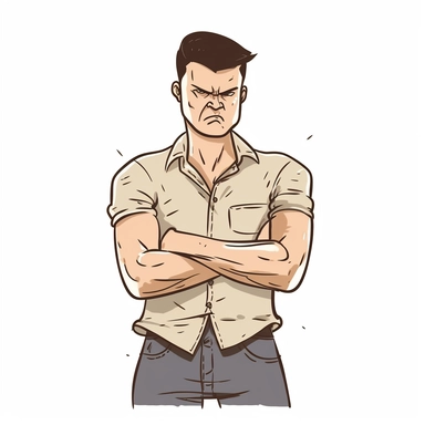 A Man with Angry Face, Body and Hand Expression, White background, Half Body Image, Clipart, Vector illustration