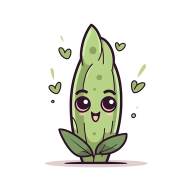 cute clipart icon of asparagus, kawaii, anime style, in white background, soft color blending, rounded