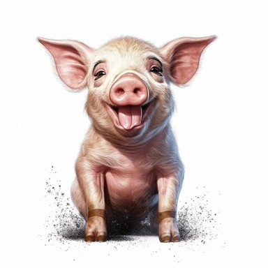 Cute Beautiful Happy Face Pig Full body Sublimation Clipart,Cartoon,hyper realistic, intricate detail, illustration style,high solution,on the white background