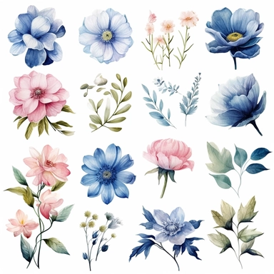 Floral Clipart MegaBundle Commercial Use Digital Design Bundle Realistic Watercolor Flowers/ white background