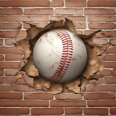 baseball ball coming through the wall clip art